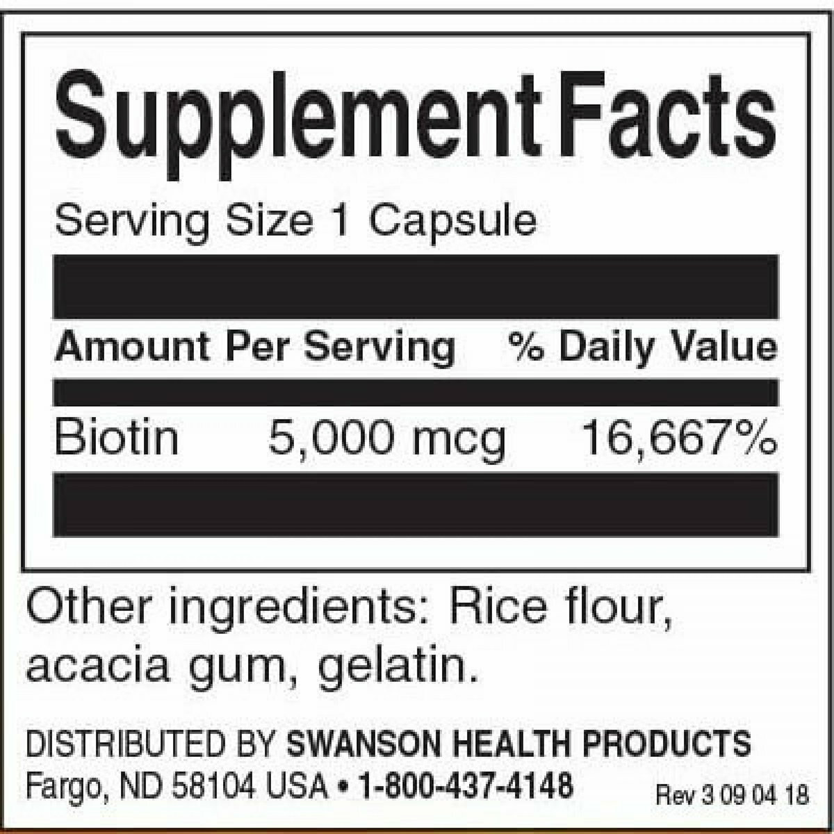 5 X Vendita Biotina 5000 Mcg 100 Capsule Swanson - Foto 4