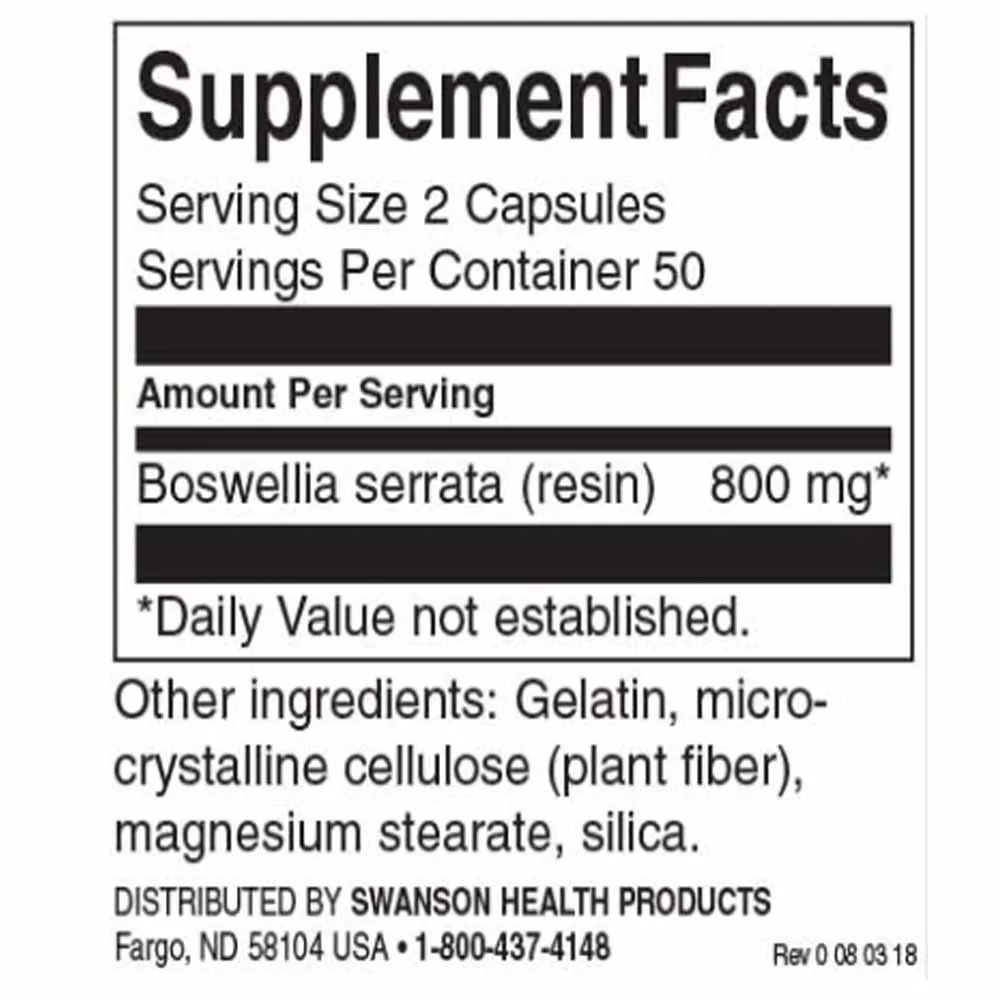 Swanson Boswellia 400mg 100 Caps - Image 2