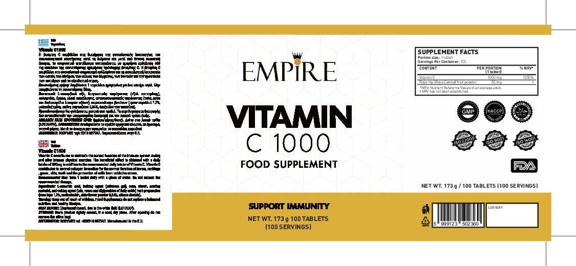 Empire Nutrition Vitamin C with Rose Hips 1000mg 100 δισκία - Image 2